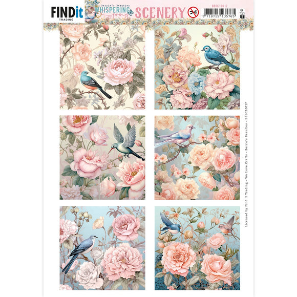 Find It Trading Berries Beauties 3D Push Out Sheet - Birds Square - Whispering Spring