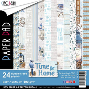 Ciao Bella Double-Sided Paper Pack 90lb 6"X6" 24/Pkg- Time For Home