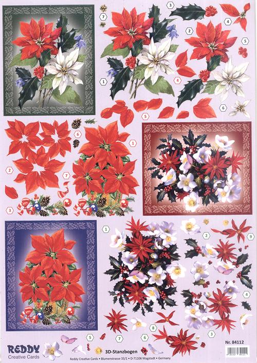 Reddy Creative Cards Die-Cut 3D Card Toppers - Poinsettias