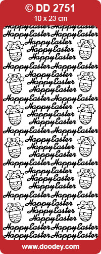 Doodey Peel-Off Deco Sticker - Happy Easter - Silver & Transparent