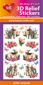 3D Relief Stickers A4 - Easter Lambs