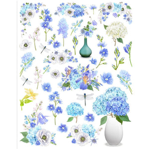 Little Birdie Deco Transfer Sheet A4 - Blue Blossoms