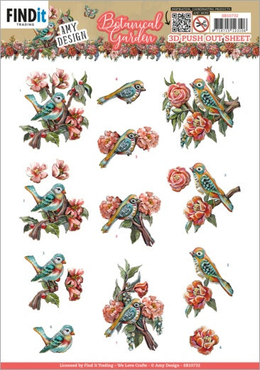 Find It Trading Amy Design Punchout Sheet - Birds, Botanical Garden