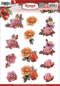 Find It Trading Amy Design Punchout Sheet - Pink Roses, Roses Are Red