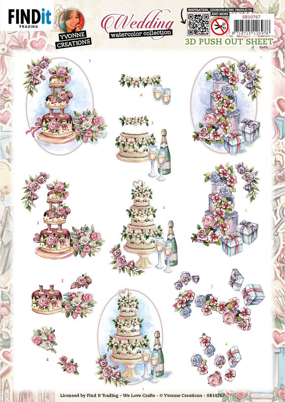 Find It Trading Yvonne Creations Punchout Sheet - Wedding - Wedding Cakes
