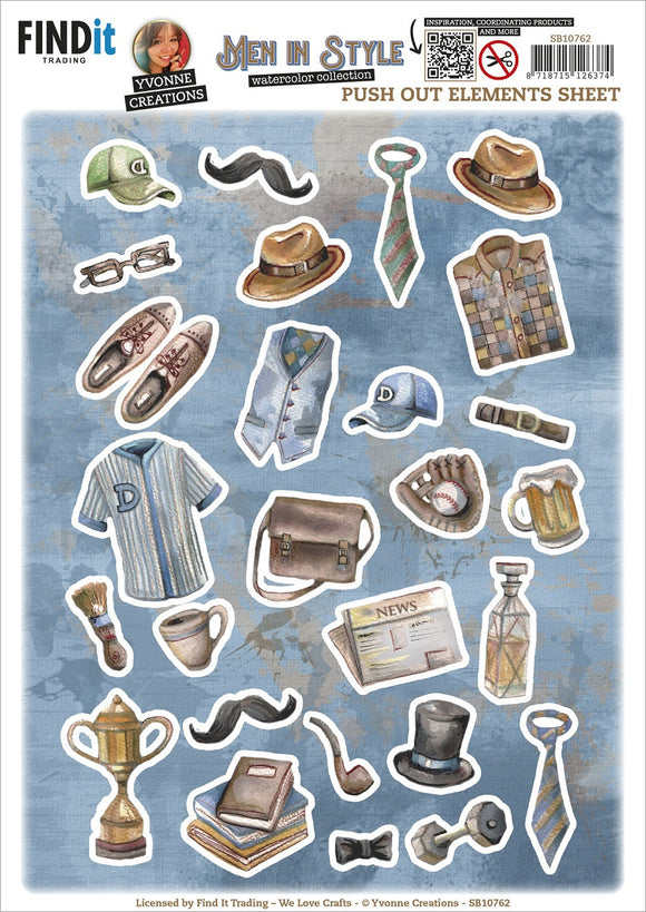Find It Trading Yvonne Creations 3D Push Out Sheet - Men In Style, Small Elements