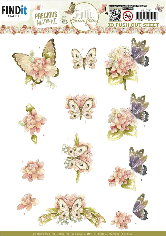 Find It Trading Precious Marieke Punchout Sheet - Pink, Beautiful Butterfly