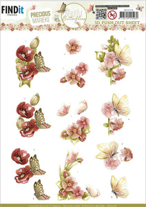 Find It Trading Precious Marieke Punchout Sheet - Red, Beautiful Butterfly