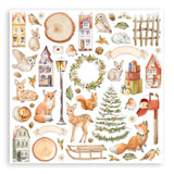 Stamperia Double-Sided Paper Pad 8"x8" + Die-Cut Chip Board Combo- Winter Valley