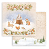 Stamperia Double-Sided Paper Pad 8"x8" + Die-Cut Chip Board Combo- Winter Valley