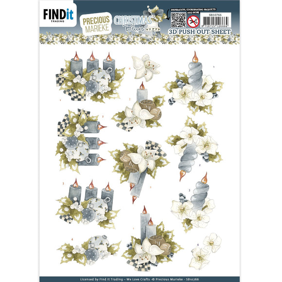 Find It Trading Precious Marieke Punchout Sheet - Blue Candles, Christmas Blues