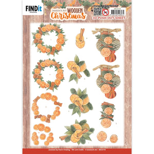 Find It Trading Jeanine's Art 3D Push Out Sheet - Orange Fruit, Wooden Christmas