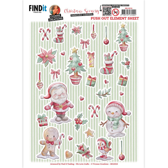 Find It Trading Yvonne Creations 3D Punch Out Sheet - Small Elements A, Christmas Scenery