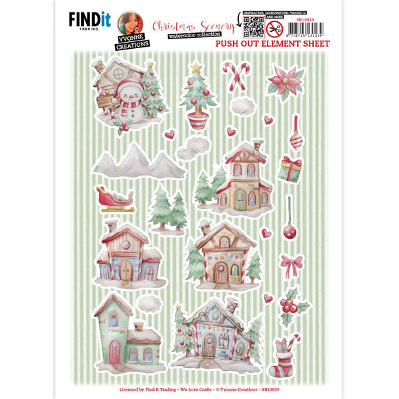 Find It Trading Yvonne Creations 3D Punch Out Sheet - Small Elements B, Christmas Scenery