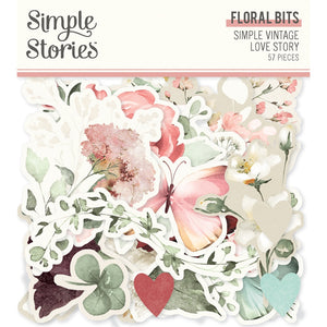 Simple Vintage Love Story Bits & Pieces Die-Cuts 57/Pkg - Floral