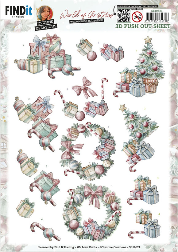 Find It Trading Yvonne Creations 3D Push Out Sheet - Christmas Presents, World Of Christmas