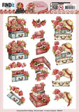 Find It Trading Yvonne Creations 3D Punchout Sheet - Rose Suitcase, Rose Decorations