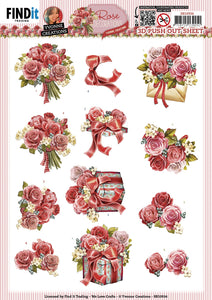 Find It Trading Yvonne Creations 3D Punchout Sheet - Rose Bouquet, Rose Decorations