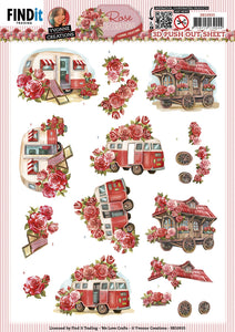 Find It Trading Yvonne Creations 3D Punchout Sheet - Rose Transport, Rose Decorations