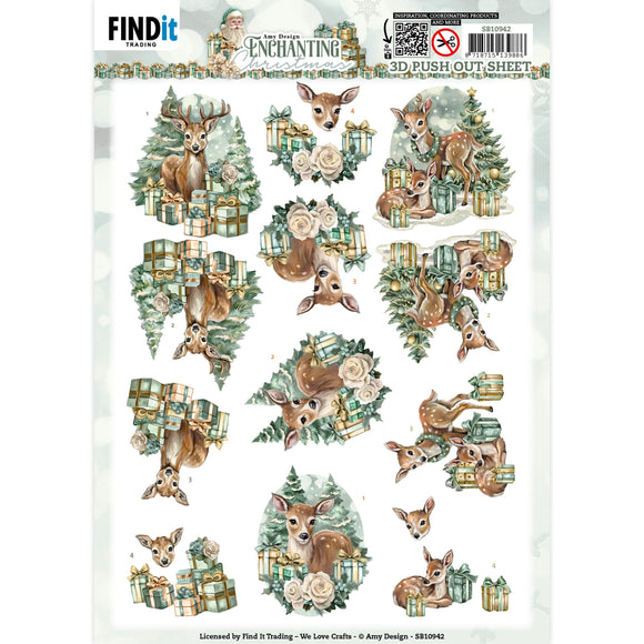 Find It Trading Amy Design 3D Punchout Sheet - Deer, Enchanting Christmas