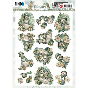 Find It Trading Amy Design 3D Punchout Sheet - Snowmen, Enchanting Christmas