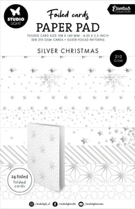 Studio Light Essentials Foiled Cards 4.25"X5.5" 24/Pkg - Silver Christmas