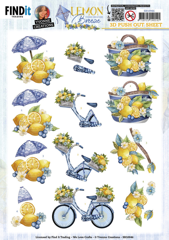 Find It Trading Yvonne Creations 3D Punchout Sheet - Lemon Bike, Lemon Breeze