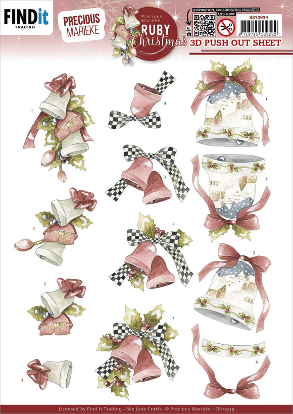 Find It Trading Precious Marieke Punchout Sheet - Ruby Bells, Ruby Christmas