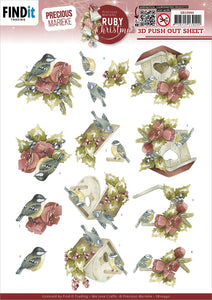 Find It Trading Precious Marieke Punchout Sheet - Ruby Bird, Ruby Christmas