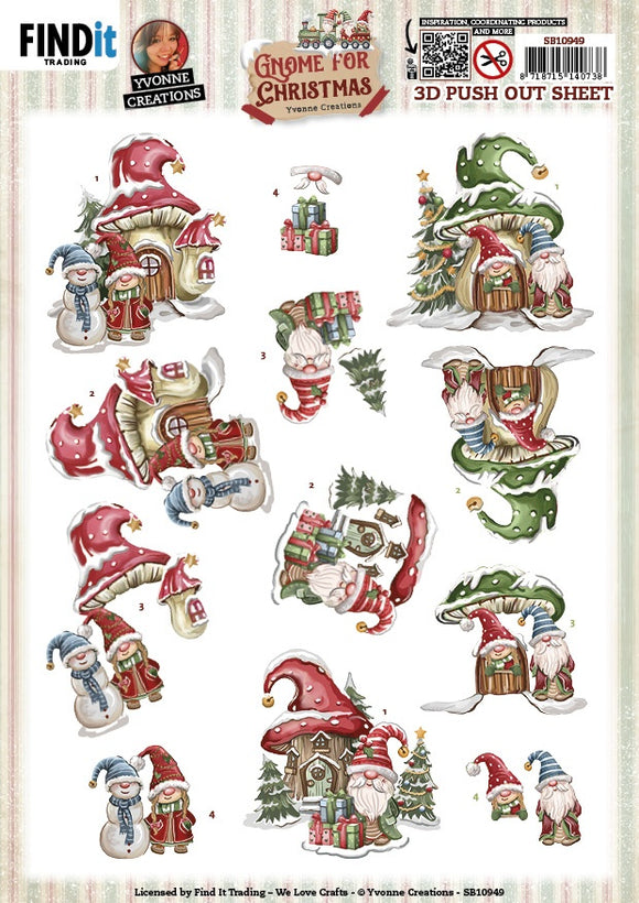 Find It Trading Yvonne Creations 3D Push Out Sheet - Gnome Houses, Gnome For Christmas