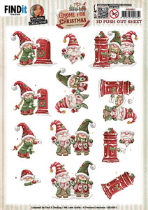 Find It Trading Yvonne Creations 3D Push Out Sheet - Gnome Letter, Gnome For Christmas