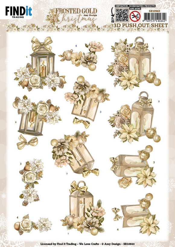 Find It Trading Amy Design Frosted Gold Christmas Punchout - Lanterns