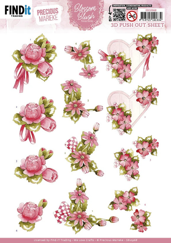 Find It Precious Marieke Punchout Sheet - Magenta, Blossom Blush