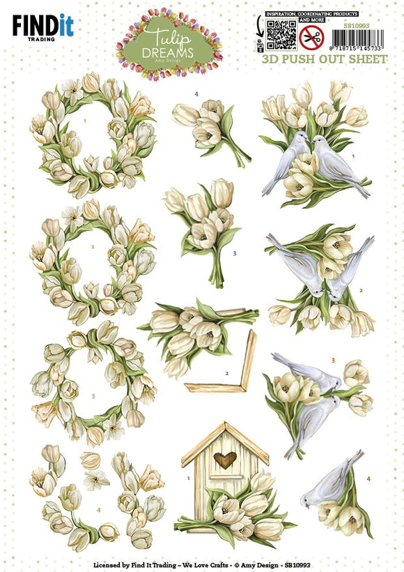 Find It Trading Amy Design 3D Punchout Sheet -  Romantic Tulips, Tulip Dreams