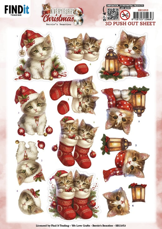 Find It Trading Berries Beauties Push Out Sheet - Kitten, A Very Furry Christmas