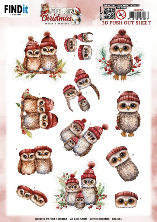Find It Trading Berries Beauties Push Out Sheet - Owl, A Very Furry Christmas