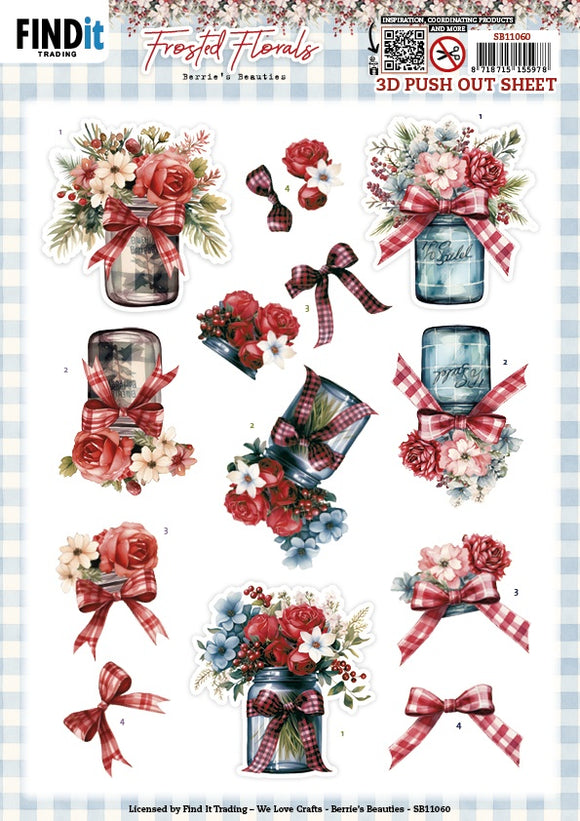 Find It Trading Berries Beauties Push Out Sheet - Vase, Frosted Florals