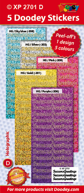 Doodey Peel-Off Deco Sticker Set - Seasons Greetings - Mixed Colors