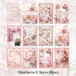 30-Pack Vintage Floral Papers - The Dream of Coral