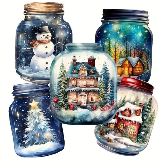 96 Christmas Eve Mason Jars Stickers (12 sheets)