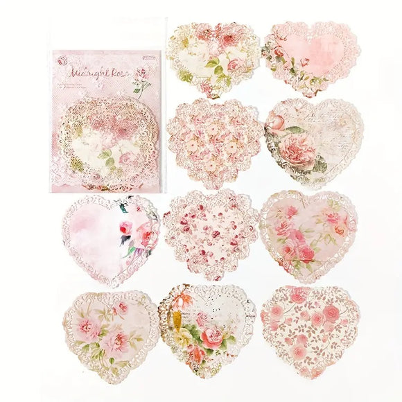 Vintage Paper Heart Shaped Lace Doilies variety pack