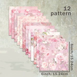 Valentine Roses Paper Pack 6"X6" 12/Pkg