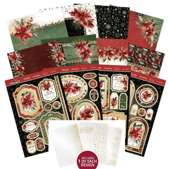 Hunkydory Luxury Foiled Die-Cut Topper, Cardstock, Foiled Acetate Bundle - Poinsettia Sparkle