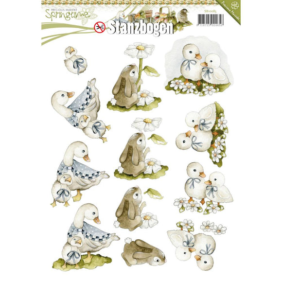 Find It Precious Marieke Springtime Punchout Sheet - Goose, Bunny & Duck