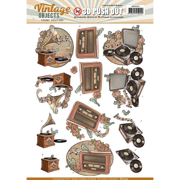 Find It Yvonne Creations Vintage Objects Punchout Sheet - Vintage Music