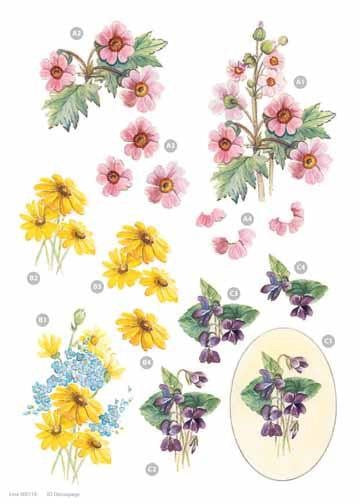 Craft UK - Pink, Yellow, Purple flowers - Metallic