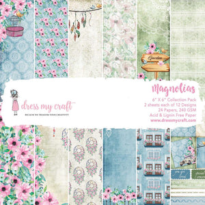 Dress My Crafts Single-Sided Paper Pad 6"X6" 24/Pkg - Magnolias