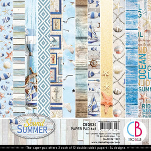 Ciao Bella Double-Sided Paper Pack 90lb 6"X6" 24/Pkg - Sound Of Summer - Beach