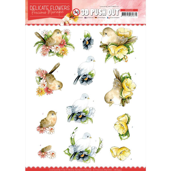 Find It Trading Precious Marieke Punchout Sheet - Birds, Delicate Flowers