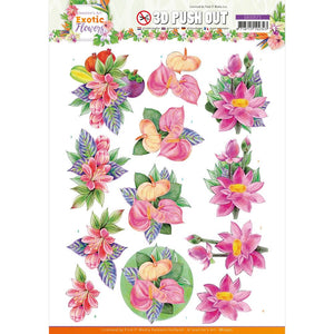 Find It Jeanine's Art Garden Classics Punchout Sheet - Pink Flowers, Exotic Flowers